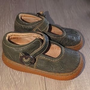 Livie and Luca Green Leather Embossed Strappy Sandals